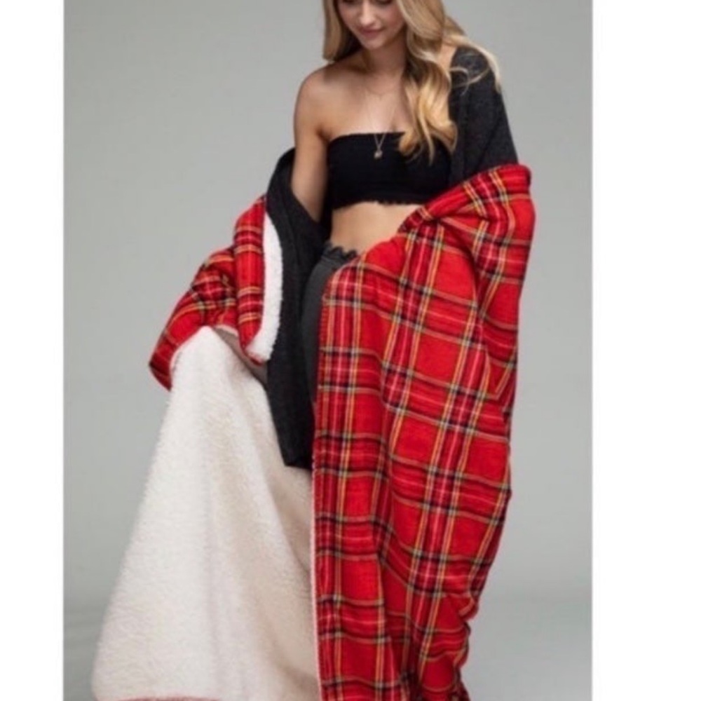 Ruggine Sherpa plaid plush blanket❤️
